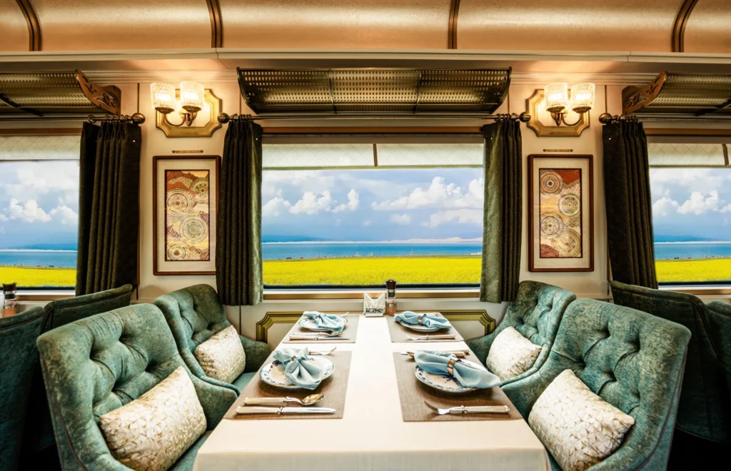 Restaurant car aboard the Golden Eagle Silk Road Express