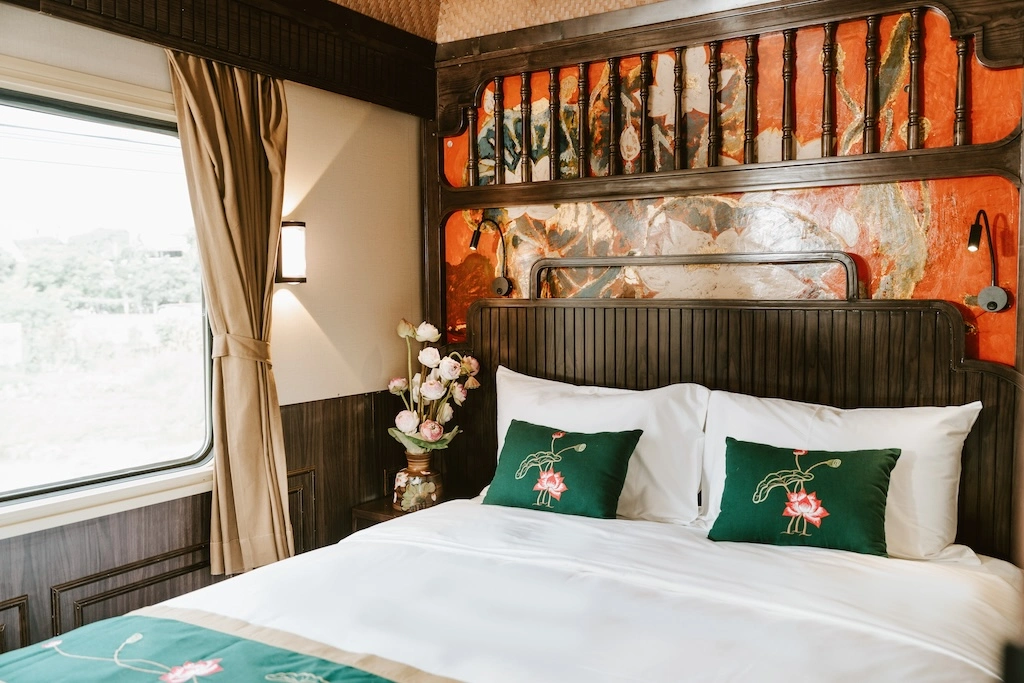 Indochine-style sleeper cabin aboard Vietnam’s SJourney train