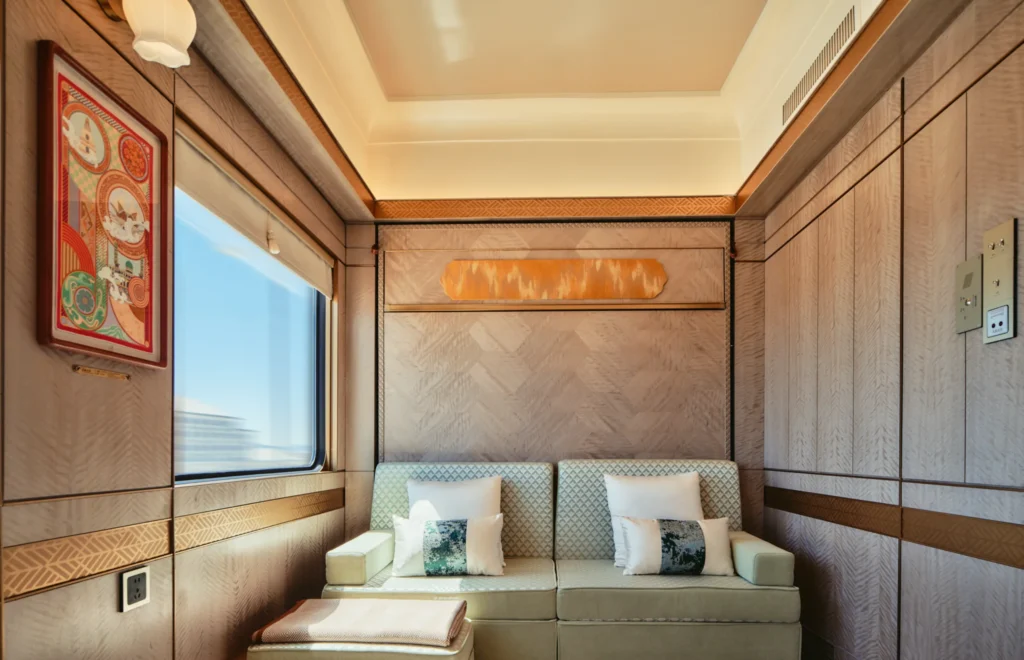 Golden Eagle Silk Road Express cabin set up in daytime seating configuration